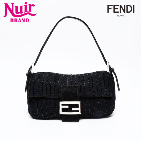 FENDI Pony Mamma Bucket Beads Shoulder Bag black WS20858