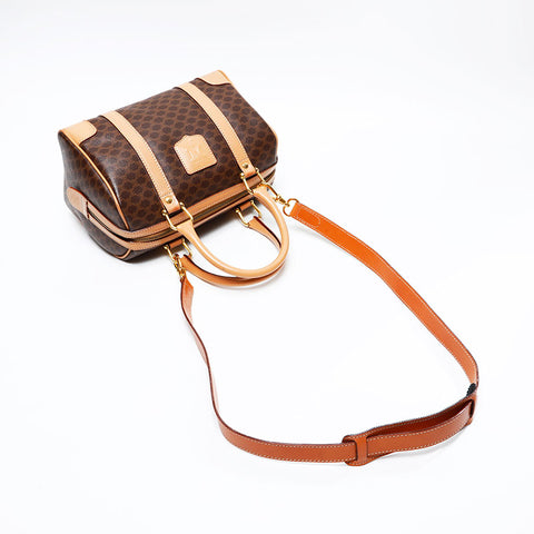 CELINE Macadam PVC 2way Boston Boston bag Brown WS20861