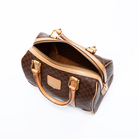 CELINE Macadam PVC 2way Boston Boston bag Brown WS20861