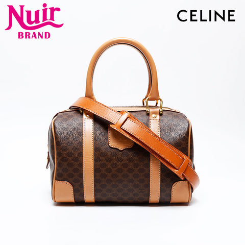 CELINE Macadam PVC 2way Boston Boston bag Brown WS20861