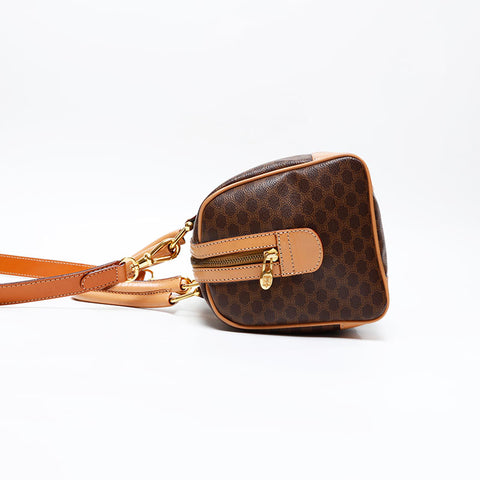CELINE Macadam PVC 2way Boston Boston bag Brown WS20861
