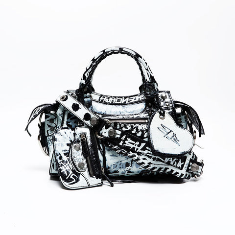 BALENCIAGA Giant Nano City 2way Graffiti Shoulder Bag black WS20862