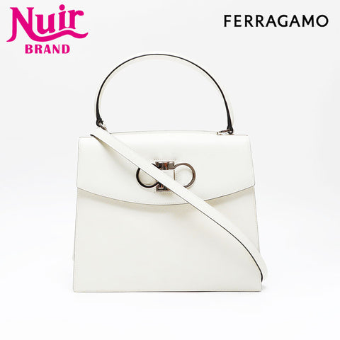 Salvatore Ferragamo Top handle leather 2way Gancini Shoulder Bag white WS20864