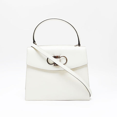 Salvatore Ferragamo Top handle leather 2way Gancini Shoulder Bag white WS20864