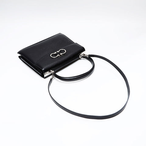 Salvatore Ferragamo Top handle leather 2way Gancini Shoulder Bag black WS20865