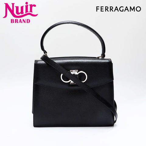Salvatore Ferragamo Top handle leather 2way Gancini Shoulder Bag black WS20865