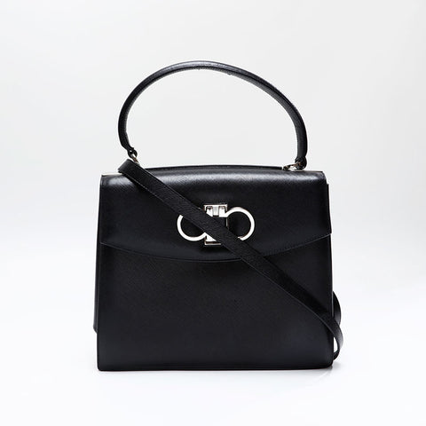 Salvatore Ferragamo Top handle leather 2way Gancini Shoulder Bag black WS20865