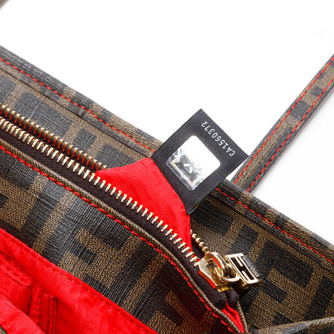 FENDI Zucchino PVC Tote Bag Brown WS20866