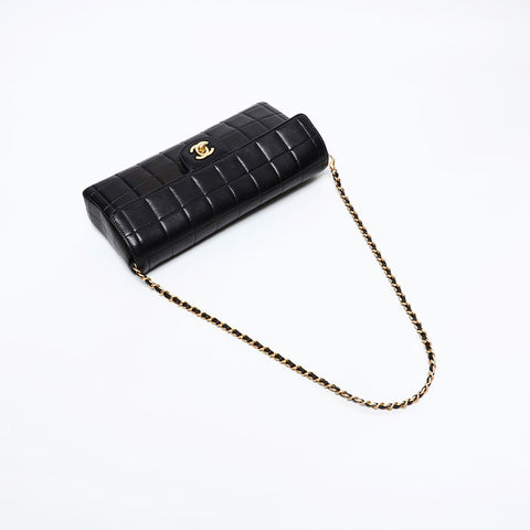 CHANEL No.6 Chocolate Bar Lambskin 2000-2002 Shoulder Bag black WS20867