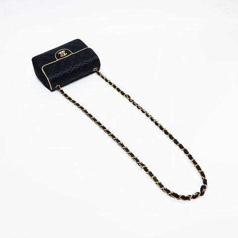 CHANEL No.1 Satin Mini Matelasse 1989-1991 Shoulder Bag black WS20868