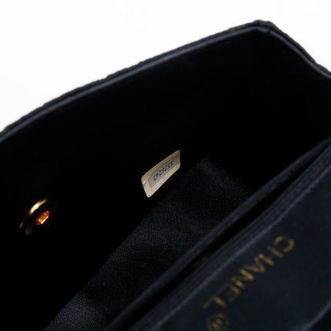 CHANEL No.1 Satin Mini Matelasse 1989-1991 Shoulder Bag black WS20868