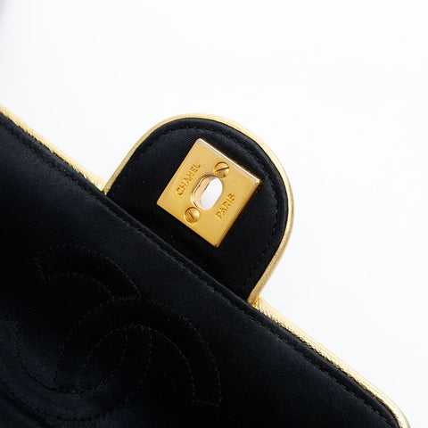 CHANEL No.1 Satin Mini Matelasse 1989-1991 Shoulder Bag black WS20868