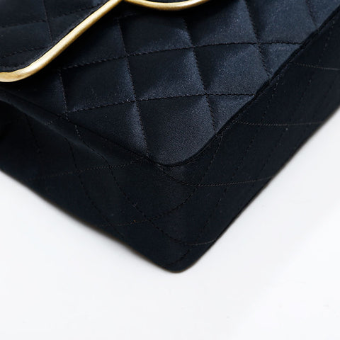 CHANEL No.1 Satin Mini Matelasse 1989-1991 Shoulder Bag black WS20868