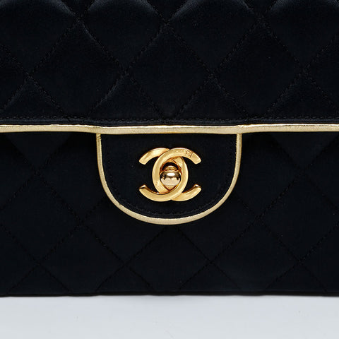 CHANEL No.1 Satin Mini Matelasse 1989-1991 Shoulder Bag black WS20868