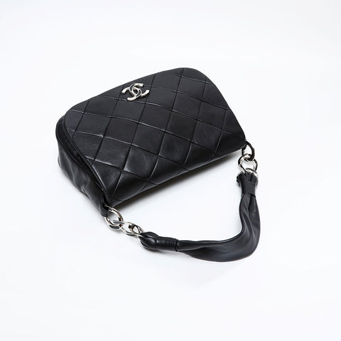 CHANEL No. 11 2006-2008 Leather Full Flap Shoulder Bag black WS20869