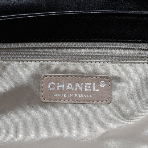 CHANEL No. 11 2006-2008 Leather Full Flap Shoulder Bag black WS20869