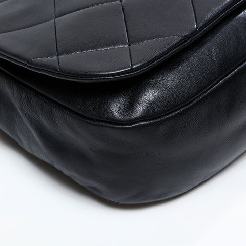 CHANEL No. 11 2006-2008 Leather Full Flap Shoulder Bag black WS20869