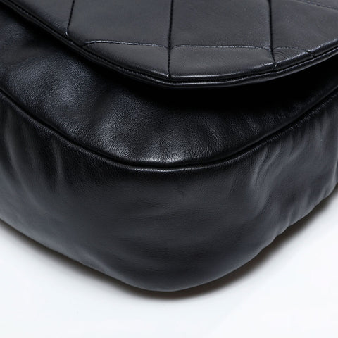 CHANEL No. 11 2006-2008 Leather Full Flap Shoulder Bag black WS20869