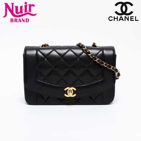 CHANEL No.4 Diana 1996-1997 Lambskin Matelasse Shoulder Bag black WS20870