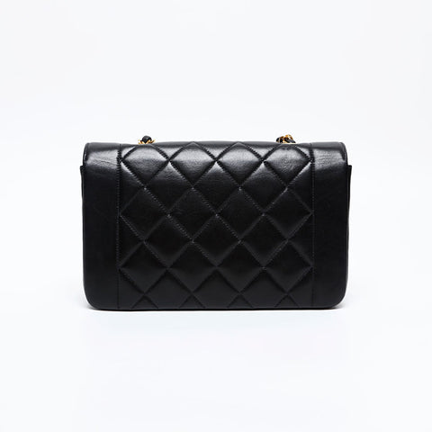 CHANEL No.4 Diana 1996-1997 Lambskin Matelasse Shoulder Bag black WS20870