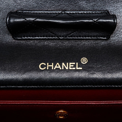 CHANEL No. 1 1989-1991 Lambskin Matelasse Double Chain Shoulder Bag black WS20872