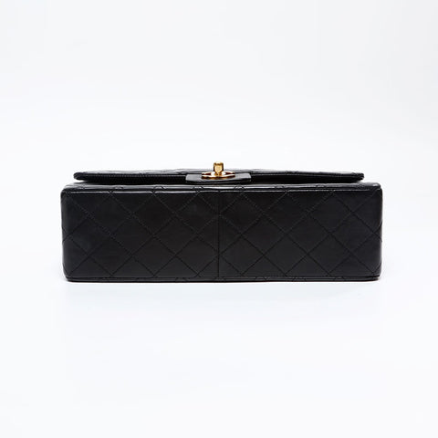 CHANEL No. 1 1989-1991 Lambskin Matelasse Double Chain Shoulder Bag black WS20872