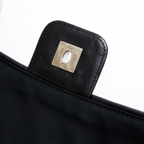 CHANEL 10th series 2005-2006 Ponytail Cotton Sports Line Chain Shoulder Bag black WS20873