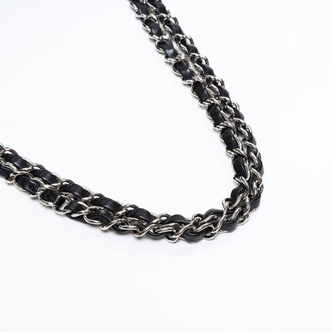 CHANEL 10th series 2005-2006 Ponytail Cotton Sports Line Chain Shoulder Bag black WS20873