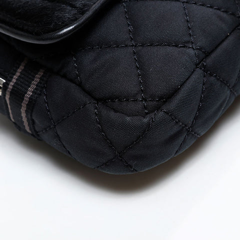 CHANEL 10th series 2005-2006 Ponytail Cotton Sports Line Chain Shoulder Bag black WS20873
