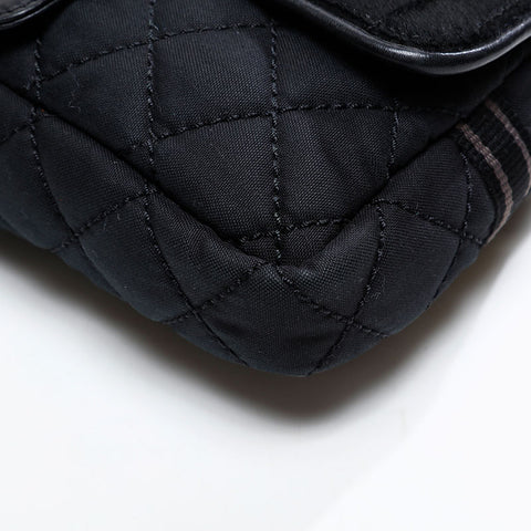 CHANEL 10th series 2005-2006 Ponytail Cotton Sports Line Chain Shoulder Bag black WS20873