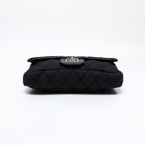 CHANEL 10th series 2005-2006 Ponytail Cotton Sports Line Chain Shoulder Bag black WS20873