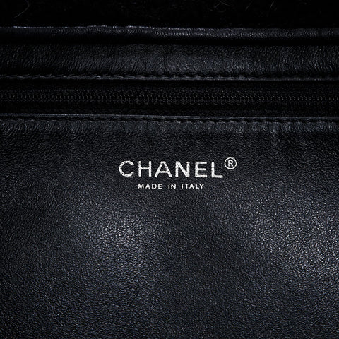 CHANEL 18th series 2013-2014 Leather knit double chain flap Shoulder Bag black WS20874