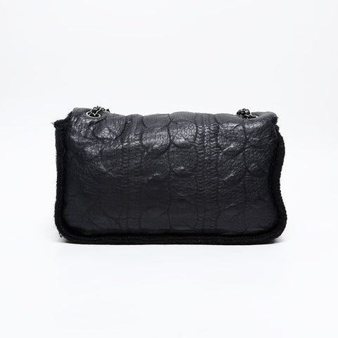 CHANEL 18th series 2013-2014 Leather knit double chain flap Shoulder Bag black WS20874