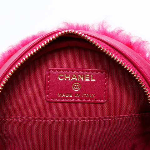 CHANEL 30s 2020-2021 Fur Chain Round CHANEL 19 Shoulder Bag pink WS20875