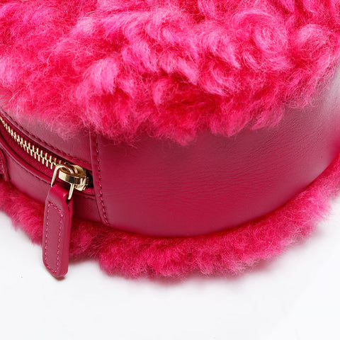 CHANEL 30s 2020-2021 Fur Chain Round CHANEL 19 Shoulder Bag pink WS20875