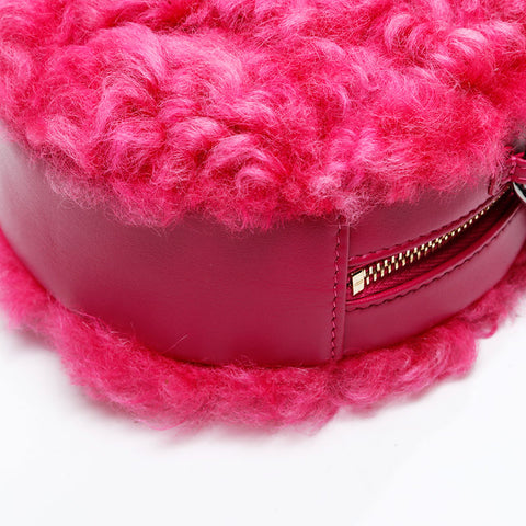 CHANEL 30s 2020-2021 Fur Chain Round CHANEL 19 Shoulder Bag pink WS20875