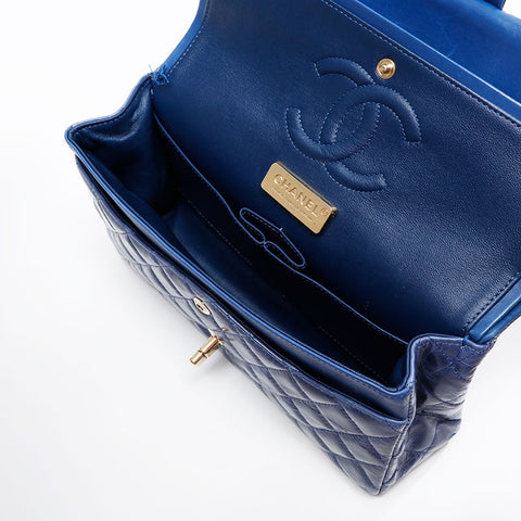 CHANEL 15th series 2011 Matelasse 25 Double flap Camellia Shoulder Bag blue WS20876