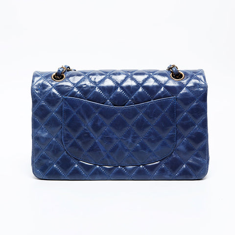 CHANEL 15th series 2011 Matelasse 25 Double flap Camellia Shoulder Bag blue WS20876