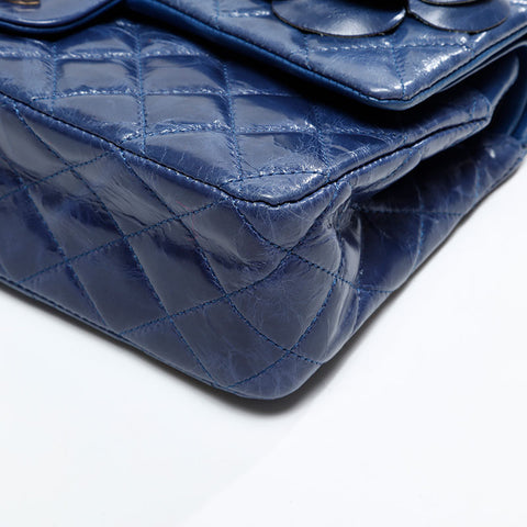CHANEL 15th series 2011 Matelasse 25 Double flap Camellia Shoulder Bag blue WS20876