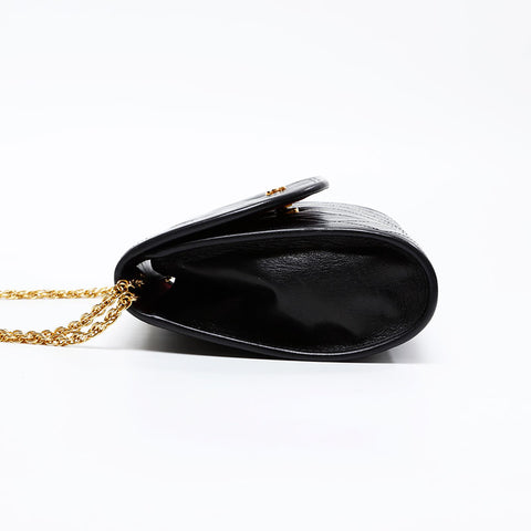 CHANEL 1980s-1990s Lambskin Pouch Chain Shoulder Bag black WS20877