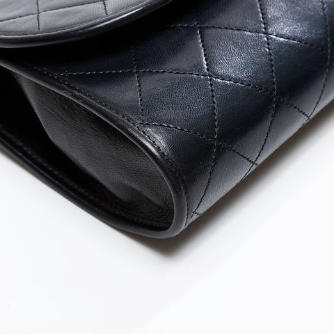 CHANEL 1980s-1990s Lambskin Pouch Chain Shoulder Bag black WS20877