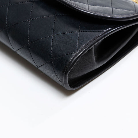 CHANEL 1980s-1990s Lambskin Pouch Chain Shoulder Bag black WS20877