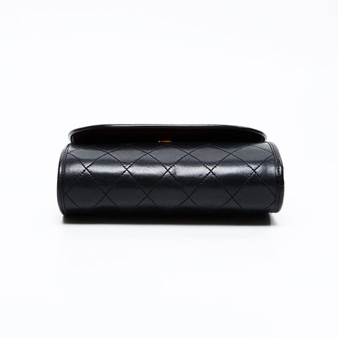 CHANEL 1980s-1990s Lambskin Pouch Chain Shoulder Bag black WS20877