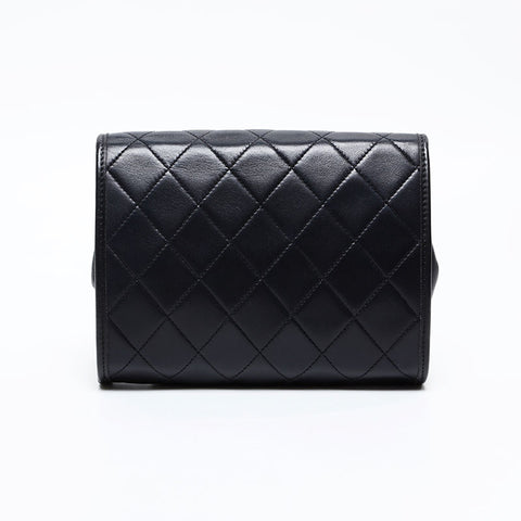 CHANEL 1980s-1990s Lambskin Pouch Chain Shoulder Bag black WS20880