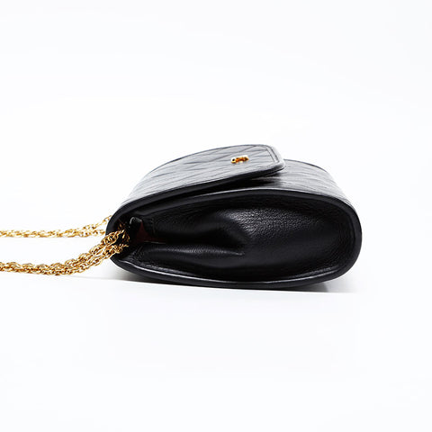 CHANEL 1980s-1990s Lambskin Pouch Chain Shoulder Bag black WS20880