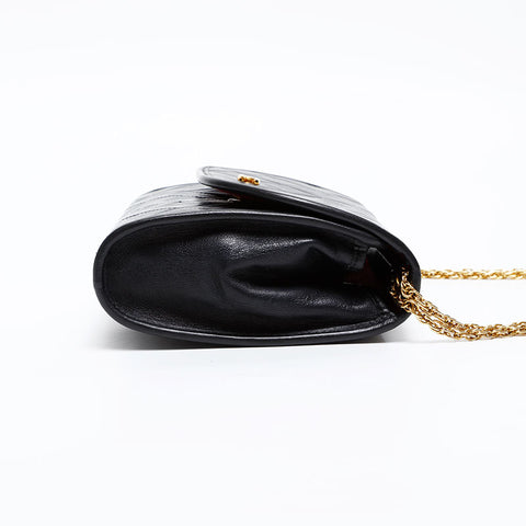 CHANEL 1980s-1990s Lambskin Pouch Chain Shoulder Bag black WS20880