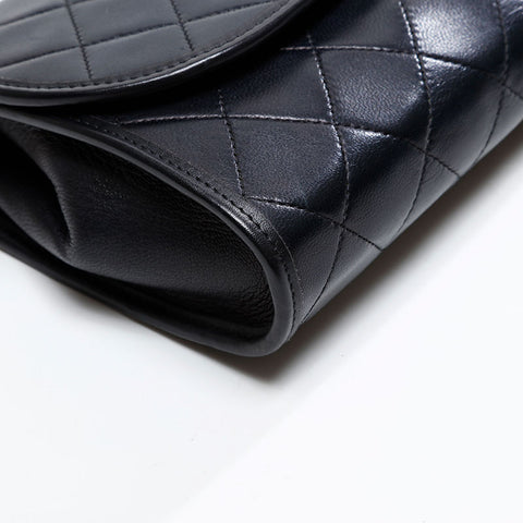 CHANEL 1980s-1990s Lambskin Pouch Chain Shoulder Bag black WS20880