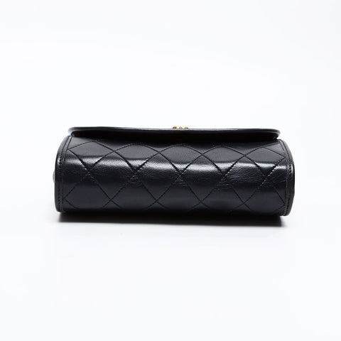 CHANEL 1980s-1990s Lambskin Pouch Chain Shoulder Bag black WS20880