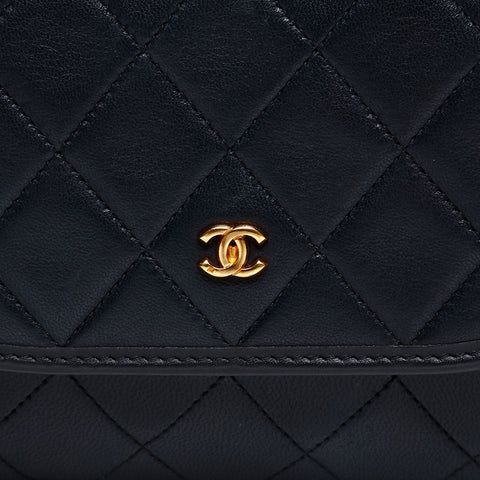 CHANEL 1980s-1990s Lambskin Pouch Chain Shoulder Bag black WS20880