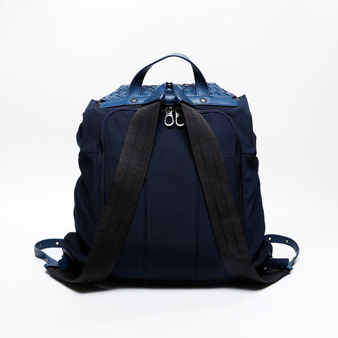 BOTTEGAVENETA INTRECCIATO nylon canvas x leather Backpack Â· Daypack Navy WS20881